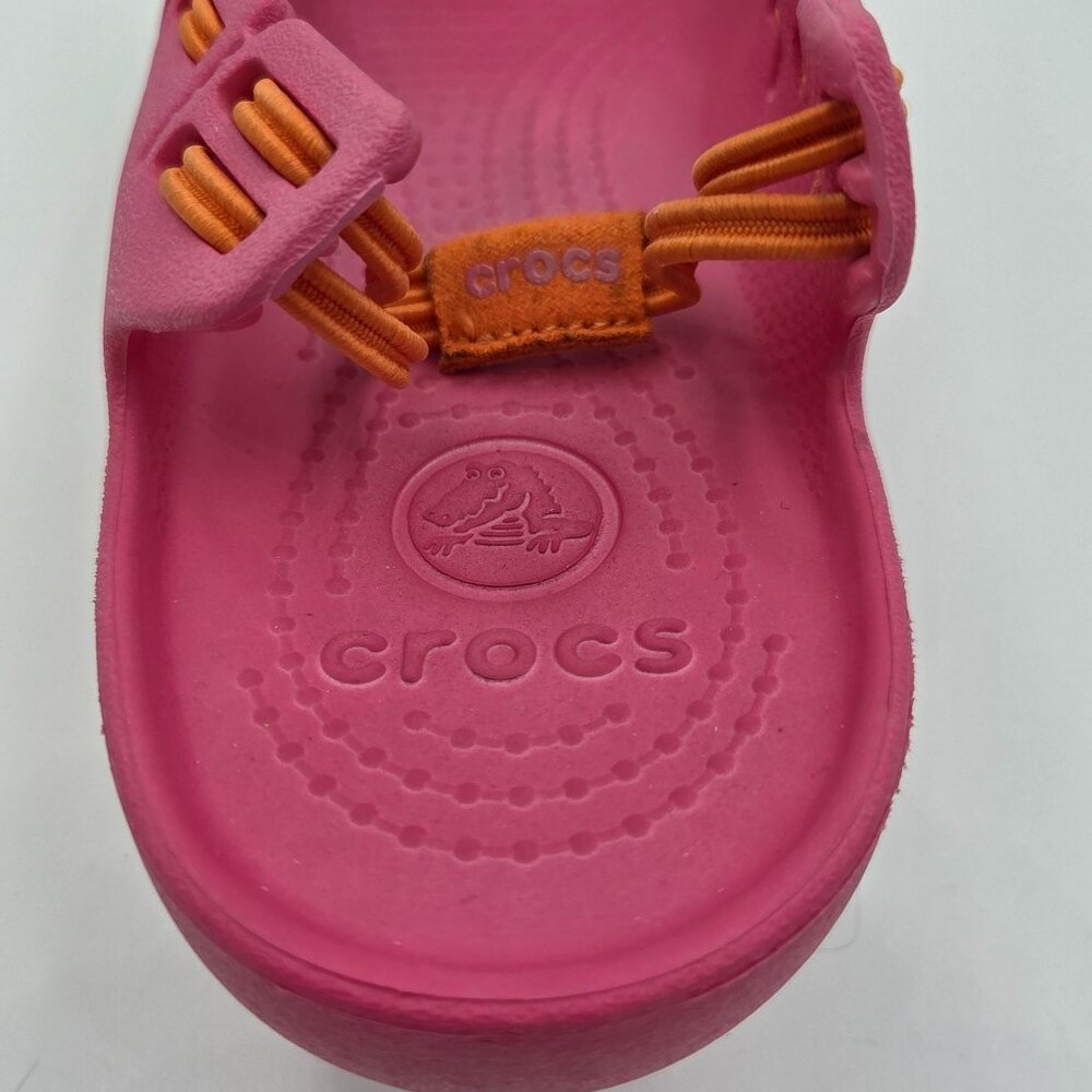 Crocs Springi Women’s Size 10 Pink Flats with Orange Trim Lightweight Comfort - Picture 4 of 5